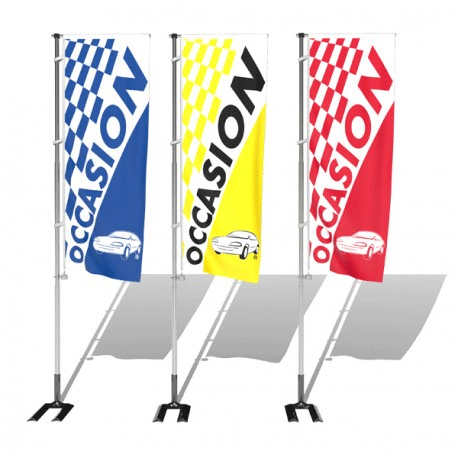 Drapeau occasion à damiers disponible dans différents coloris chez Autosignalétique