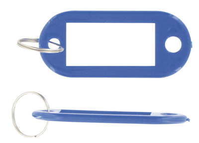 Porte clef bleu avec étiquette - Autosignal&eacute;tique
