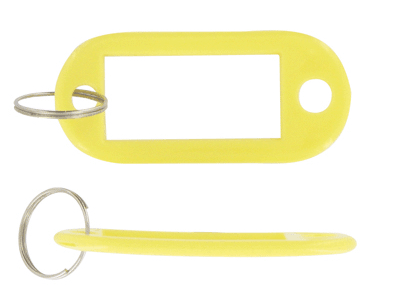 Porte clef jaune avec étiquette - Autosignal&eacute;tique