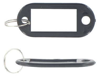 Porte clef noir avec étiquette - Autosignal&eacute;tique