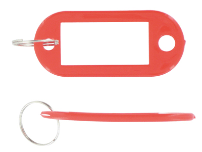 Porte clef rouge avec étiquette - Autosignal&eacute;tique