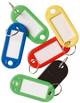 Porte clef avec assortiments de couleurs avec étiquettes le lot de 100 - Autosignal&eacute;tique