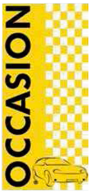 Drapeau occasion éco à damiers jaune et noire - Autosignal&eacute;tique