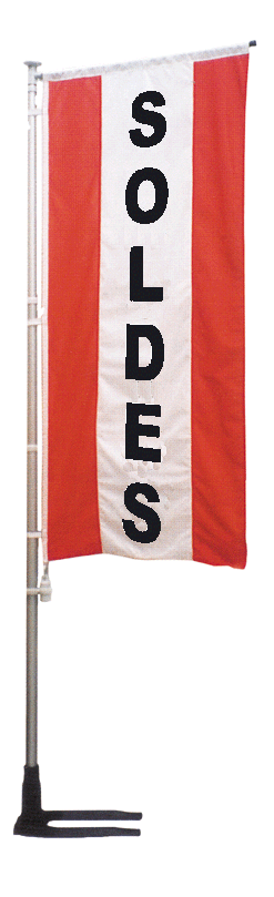 Bannière soldes rouge à bandes latérales - Autosignaletique
