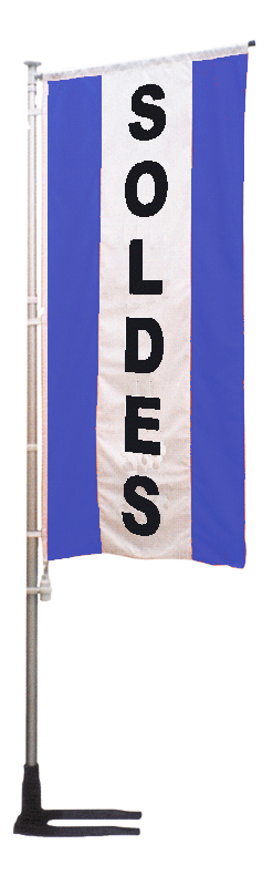 Bannière soldes bleue à bandes latérales - Autosignaletique