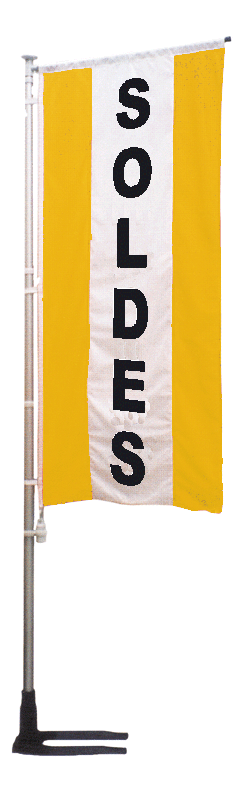 Bannière soldes jaune à bandes latérales - Autosignal&eacute;tique