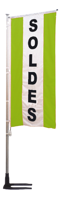 Bannière soldes verte à bandes latérales - Autosignal&eacute;tique