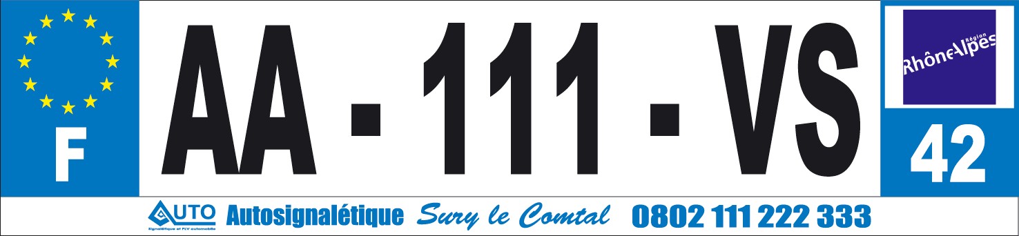 Autocollant bleu dessous de plaque d'immatriculation auto personnalisé 52 x 1 cm - Autosignalétique