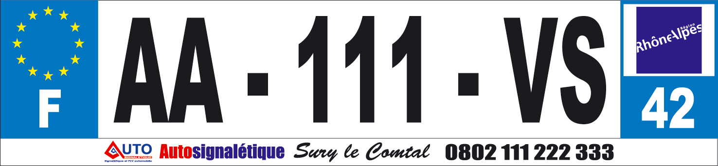 Autocollant dessous de plaque d'immatriculation auto personnalisé 52 x 1 cm - Autosignalétique