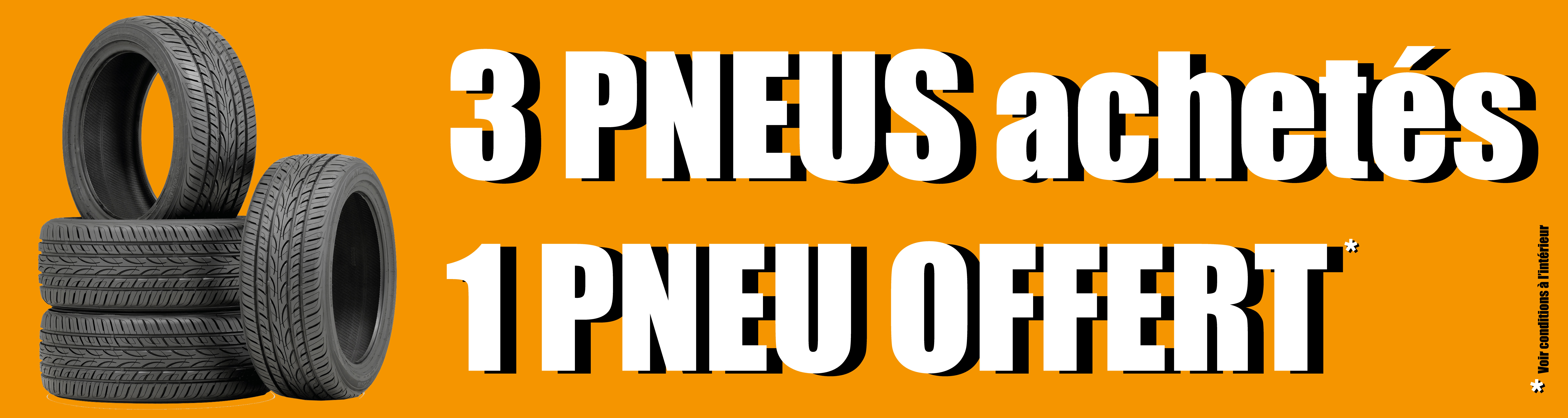 Banderole 3 pneus achetés 1 offert 3 x 0.8 m - Autosignalétique