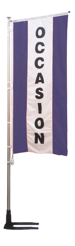 Kit mat et drapeau occasion bleu à bandes latérales 4 m - Autosignal&eacute;tique