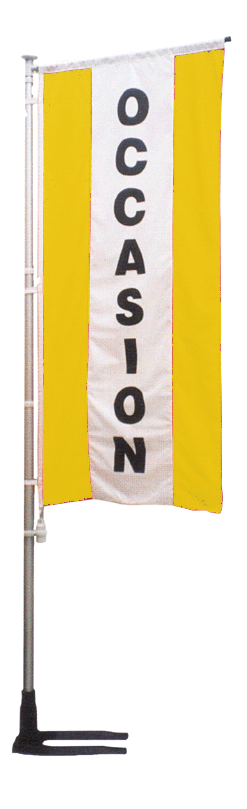 Kit drapeau et mat occasion jaune à bandes latérales 5.5 m - Autosignal&eacute;tique