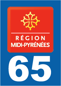 Autocollant plaque immatriculation midi pyrenées 65 hautes pyrénées - Autosignal&eacute;tique