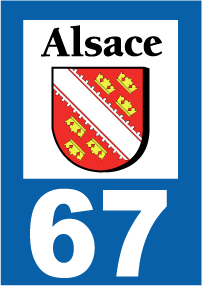 Autocollant plaque immatriculation alsace 67 bas rhin - Autosignal&eacute;tique