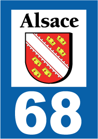 Autocollant plaque immatriculation alsace 68 haut rhin - Autosignal&eacute;tique