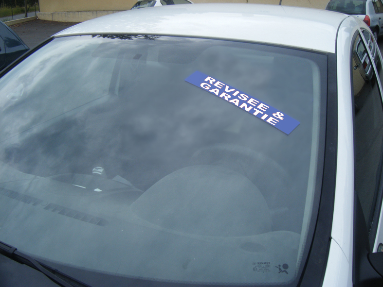 Autocollant pare brise avantage bleu révisée & garantie - Autosignaletique