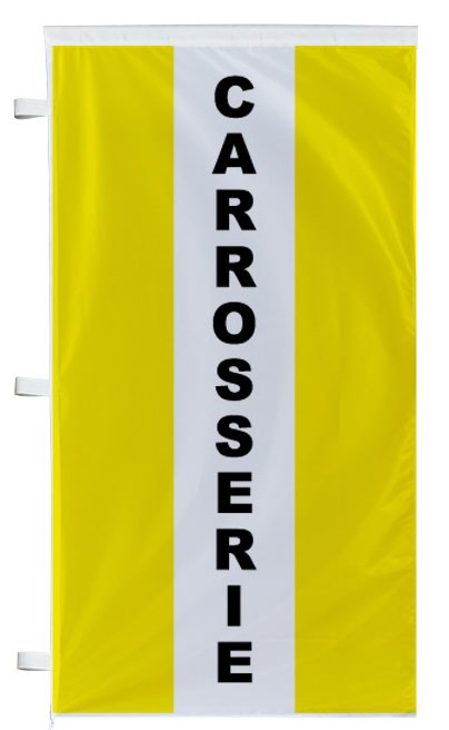 Bannière carrosserie jaune à bandes latérales - Autosignaletique