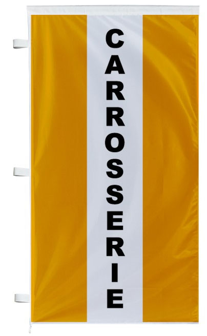 Bannière carrosserie orange à bandes latérales - Autosignaletique