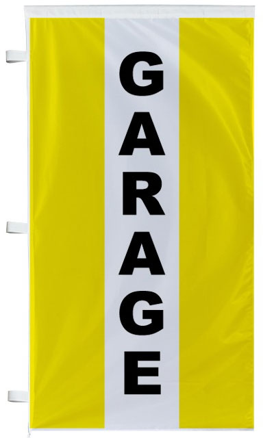 Bannière garage jaune à bandes latérales - Autosignal&eacute;tique