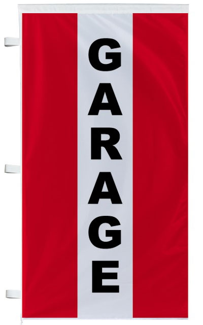 Bannière garage rouge à bandes latérales - Autosignal&eacute;tique