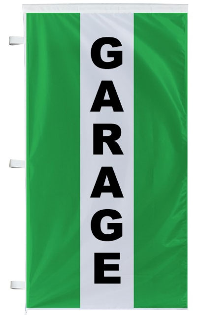 Bannière garage verte à bandes latérales - Autosignal&eacute;tique