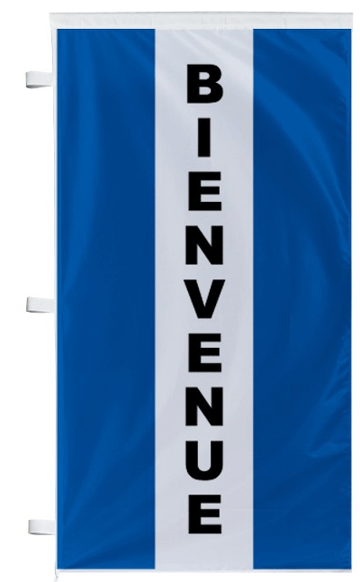 Bannière bienvenue bleue à bandes latérales - Autosignaletique