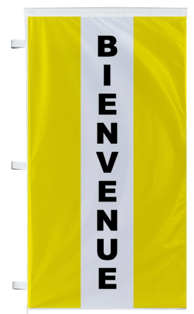 Bannière bienvenue jaune à bandes latérales - Autosignal&eacute;tique