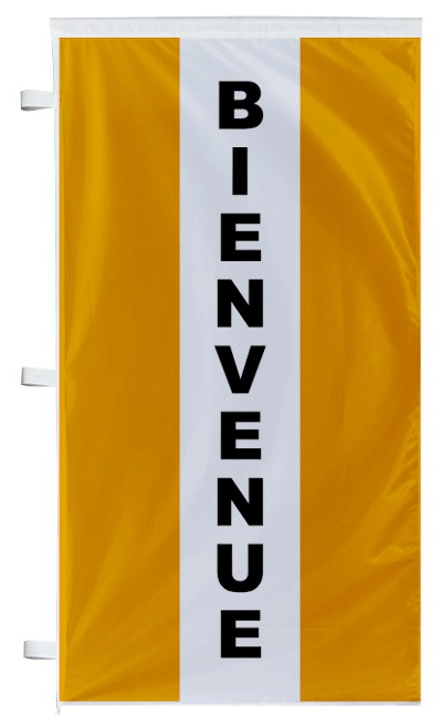 Bannière bienvenue orange à bandes latérales - Autosignaletique