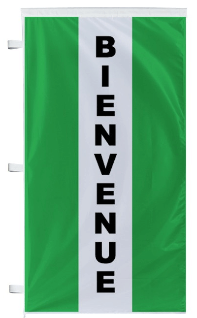 Bannière bienvenue verte à bandes latérales - Autosignaletique