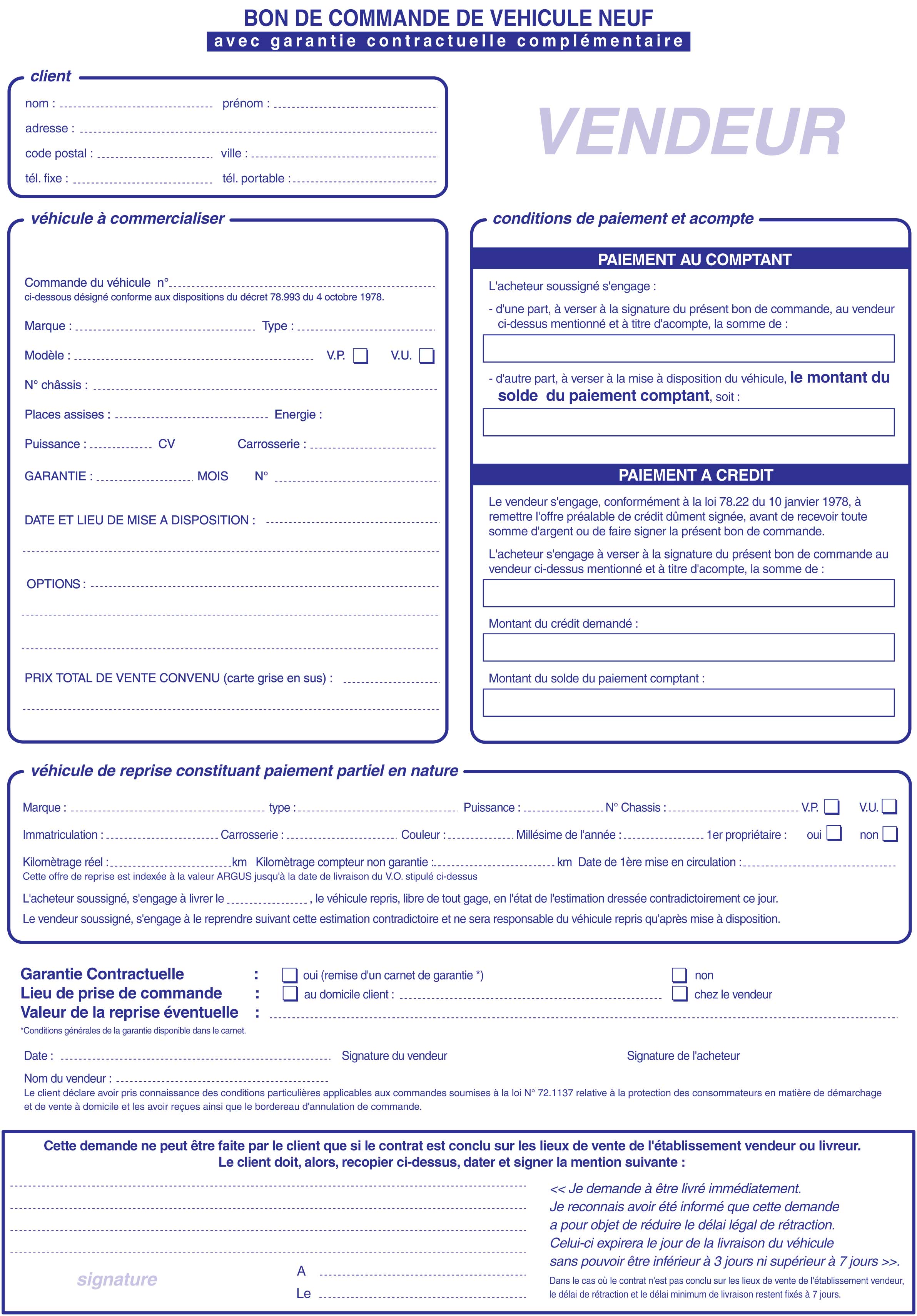 Carnet bon de commande vn 100 liasses - Autosignalétique