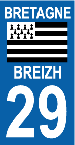 Autocollant plaque immatriculation bretagne 29 finistère - Autosignalétique