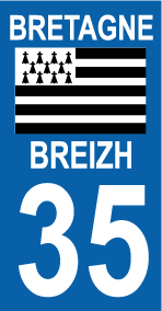 Autocollant plaque immatriculation bretagne 35 ile et vilaine - Autosignalétique