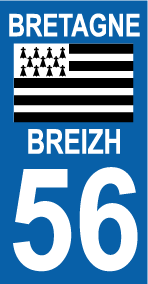 Autocollant plaque immatriculation bretagne 56 morbihan - Autosignalétique