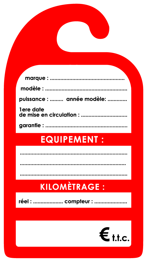 affiche de prix rétroviseur carton coloris rouge