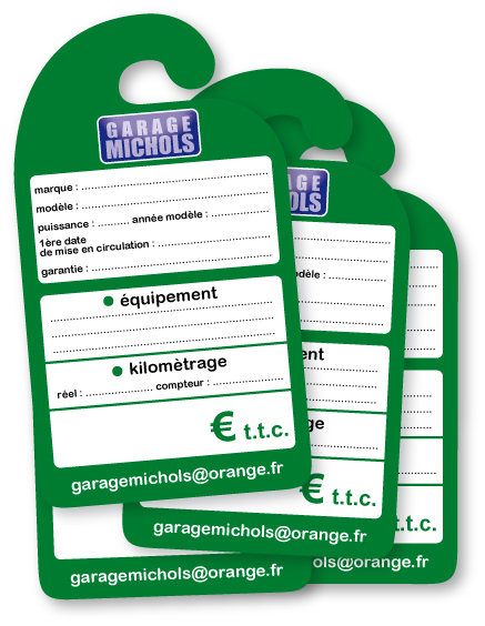 Affiche de prix rétroviseur en carton personnalisée les 250 ex - Autosignal&eacute;tique