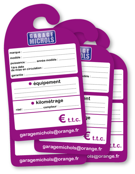 Affiche de prix rétroviseur en carton personnalisée les 1000 ex - Autosignalétique