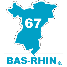 HADEXIA - Set di 4 adesivi per targa auto, dipartimento 67 bas-Rhin, logo della Region Grand Est, colore: Nero