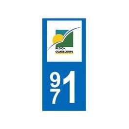 Adesivi Targa Regione Guadeloupe 971 – 2 Pezzi, Formato Ufficiale 9,7x4,5 Cm, Prodotto In Francia