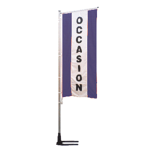 Kit mât et drapeau Occasion bleu à bandes latérales 5.5 m