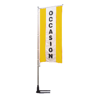 Kit drapeau et mat Occasion jaune à bandes latérales 6 m