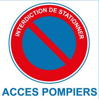 Autocollant interdiction de stationner accès pompiers