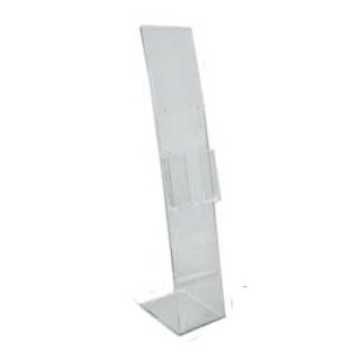 Présentoir plexiglas sur pied pour visuel A4 avec bac A4