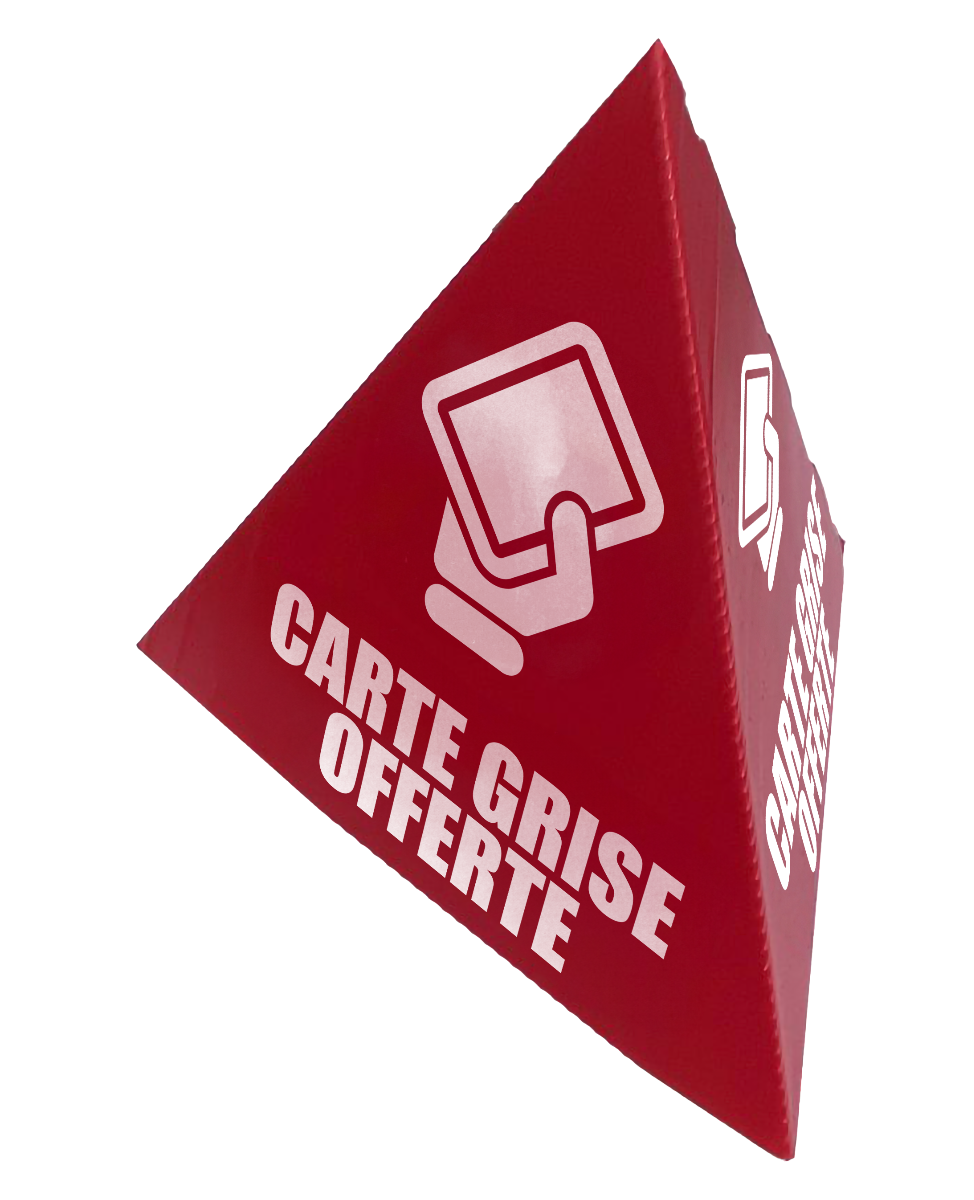 Panneau PYRAMAG message carte grise offerte promotion concession automobile