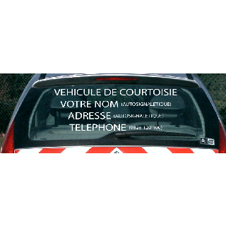 Autocollant personnalisé "véhicule de courtoisie"