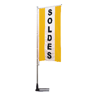 drapeau soldes jaune à bandes latérales