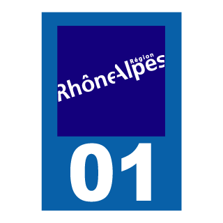 Autocollant plaque immatriculation Rhône Alpes 01