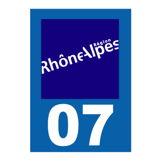 Autocollant plaque immatriculation Rhône Alpes 07