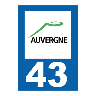 Autocollant plaque immatriculation Auvergne 43