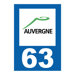 Autocollant plaque immatriculation Auvergne 63