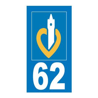 Autocollant plaque immatriculation Nord Pas de Calais 62 Pas de Calais